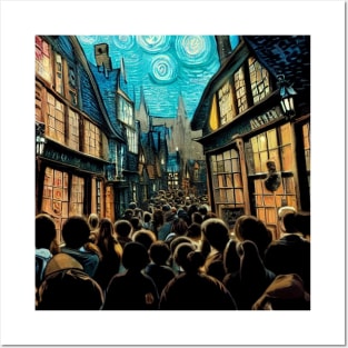 Starry Night in Diagon Alley Posters and Art